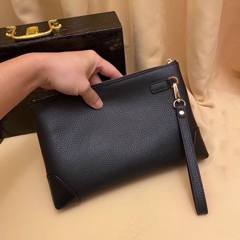 Men's trendy brand imported men's bag clutch bag top layer cowhide envelope bag large capacity genuine leather clutch bag
