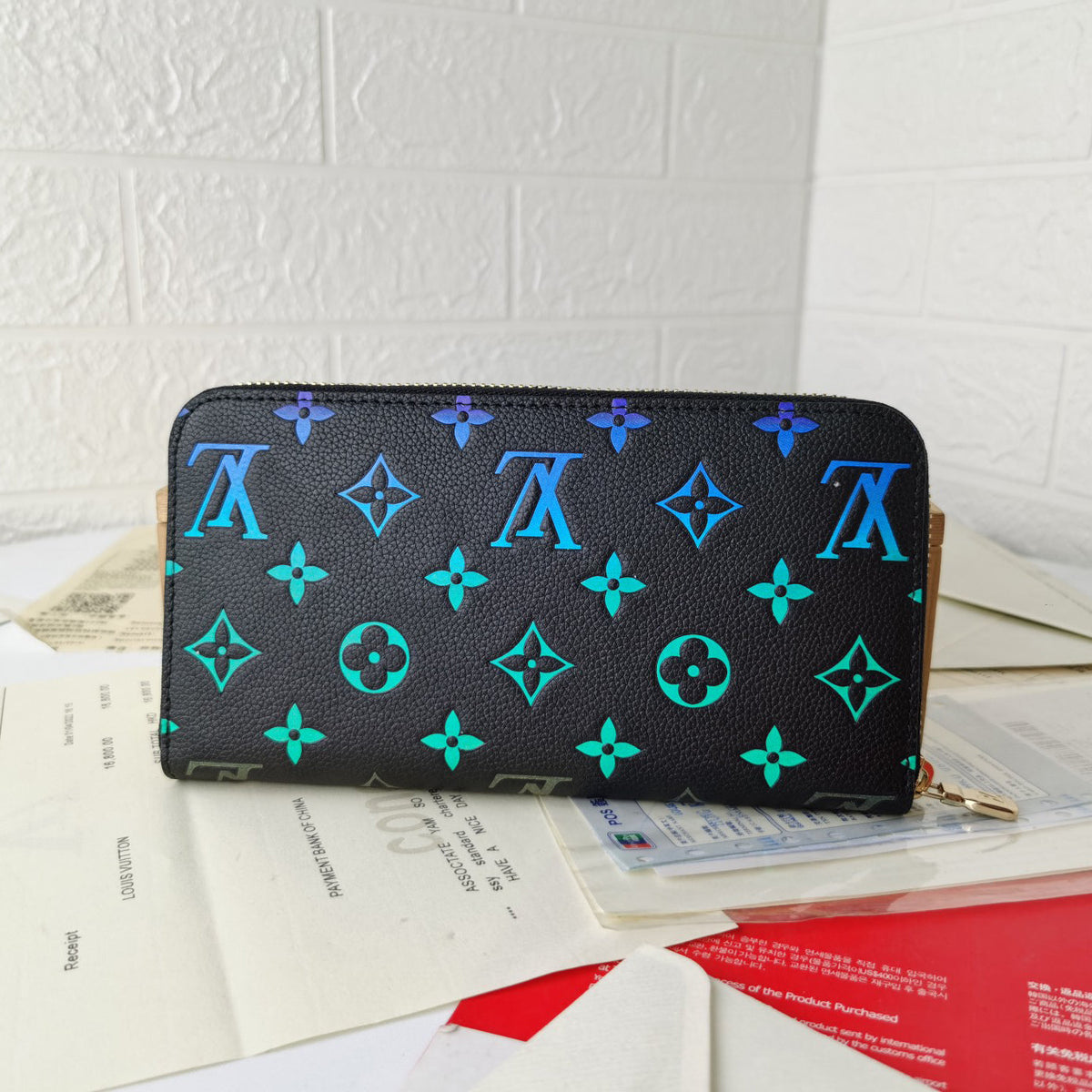 Silk screen multicolored small wallet Z XC16051005