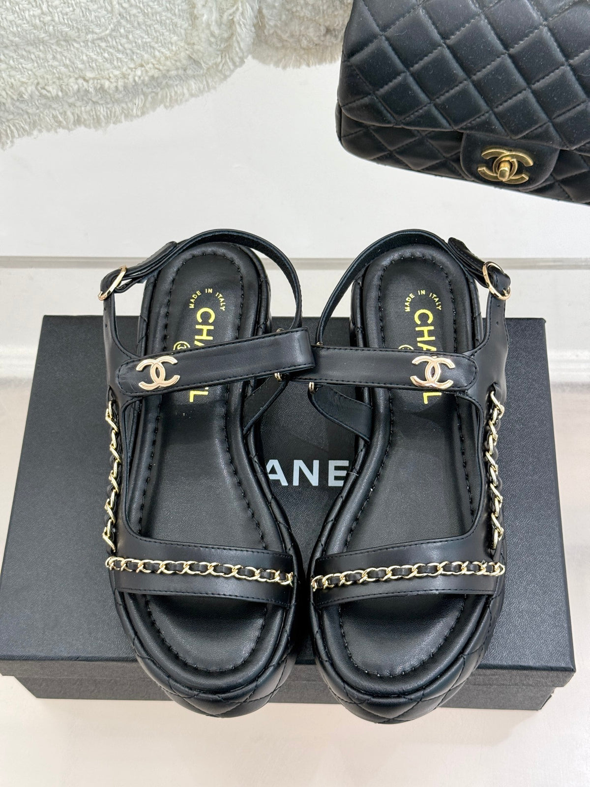 Diamond chain thick-soled platform sandals 0725031110