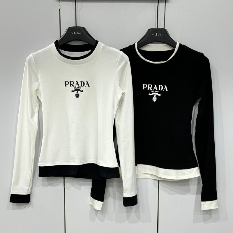 New Arrival Fashion Women's Fake‑Two‑Piece Long Sleeve Slim Top PD1326091006