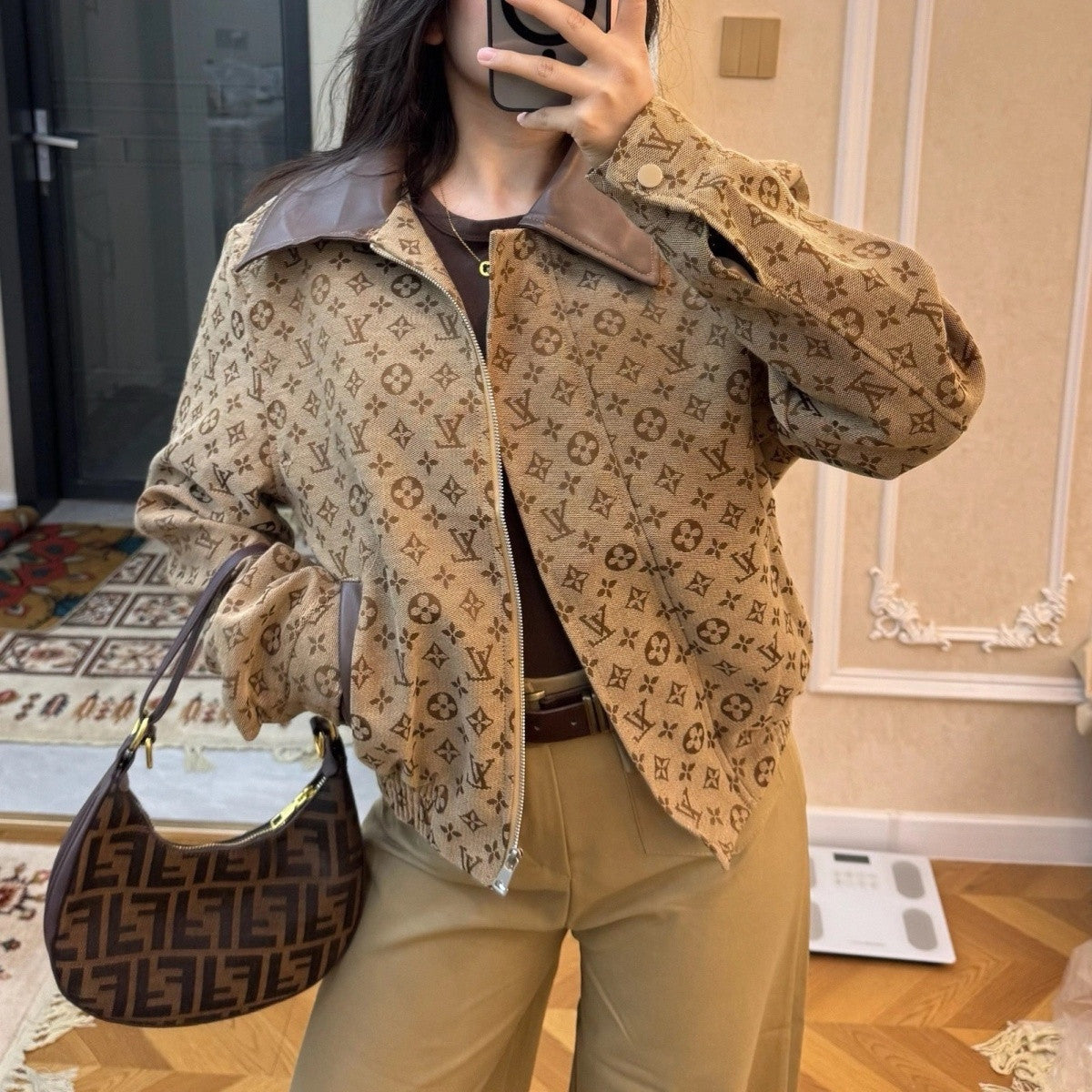 New Fashion Women's Contrast Collar Jacquard Short Jacket PD1326101212