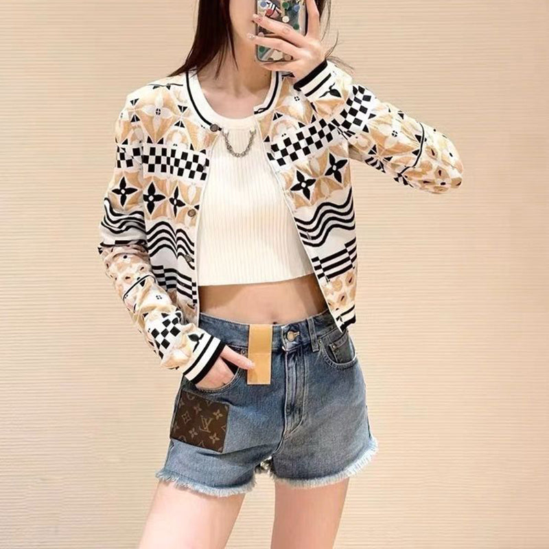 Fashion new round neck long sleeve cardigan PD1023090108