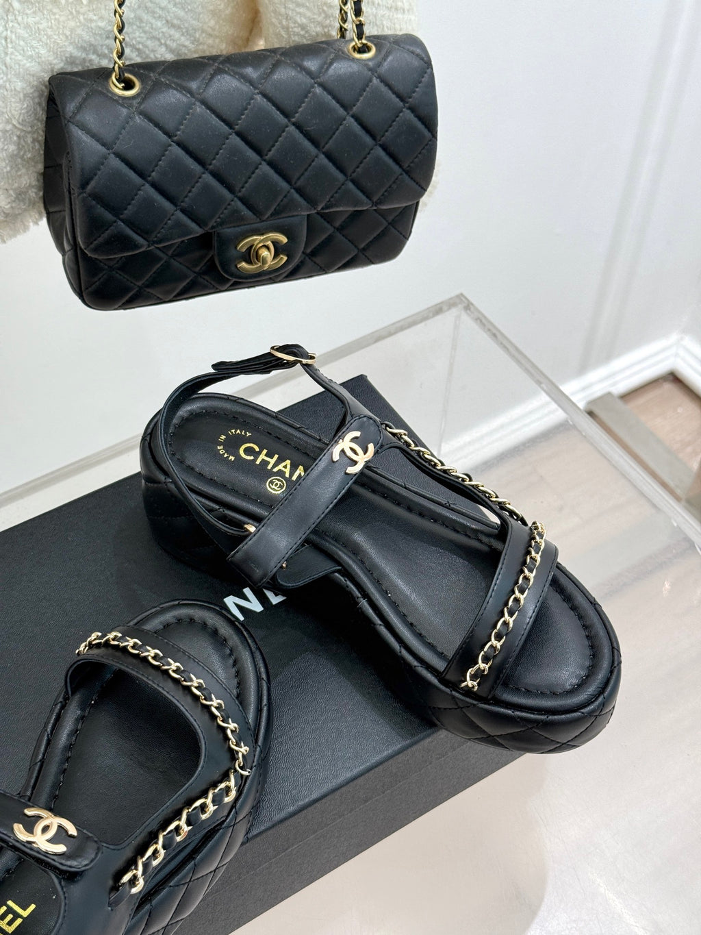 Diamond chain thick-soled platform sandals 0725031110