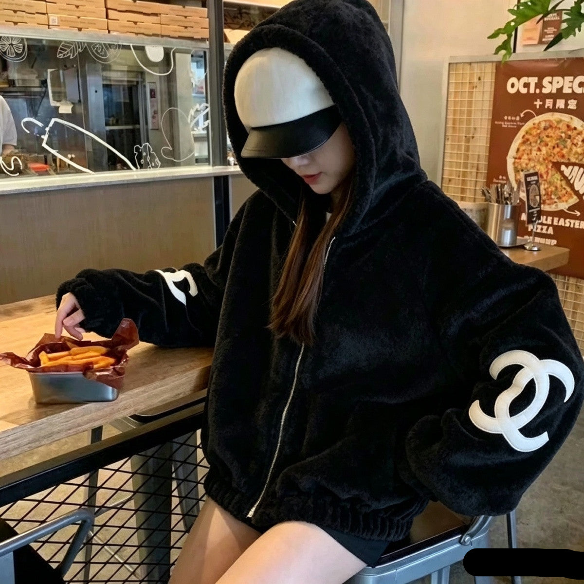 New Fashion Women's CC Hooded Fleece Jacket PD1326101511