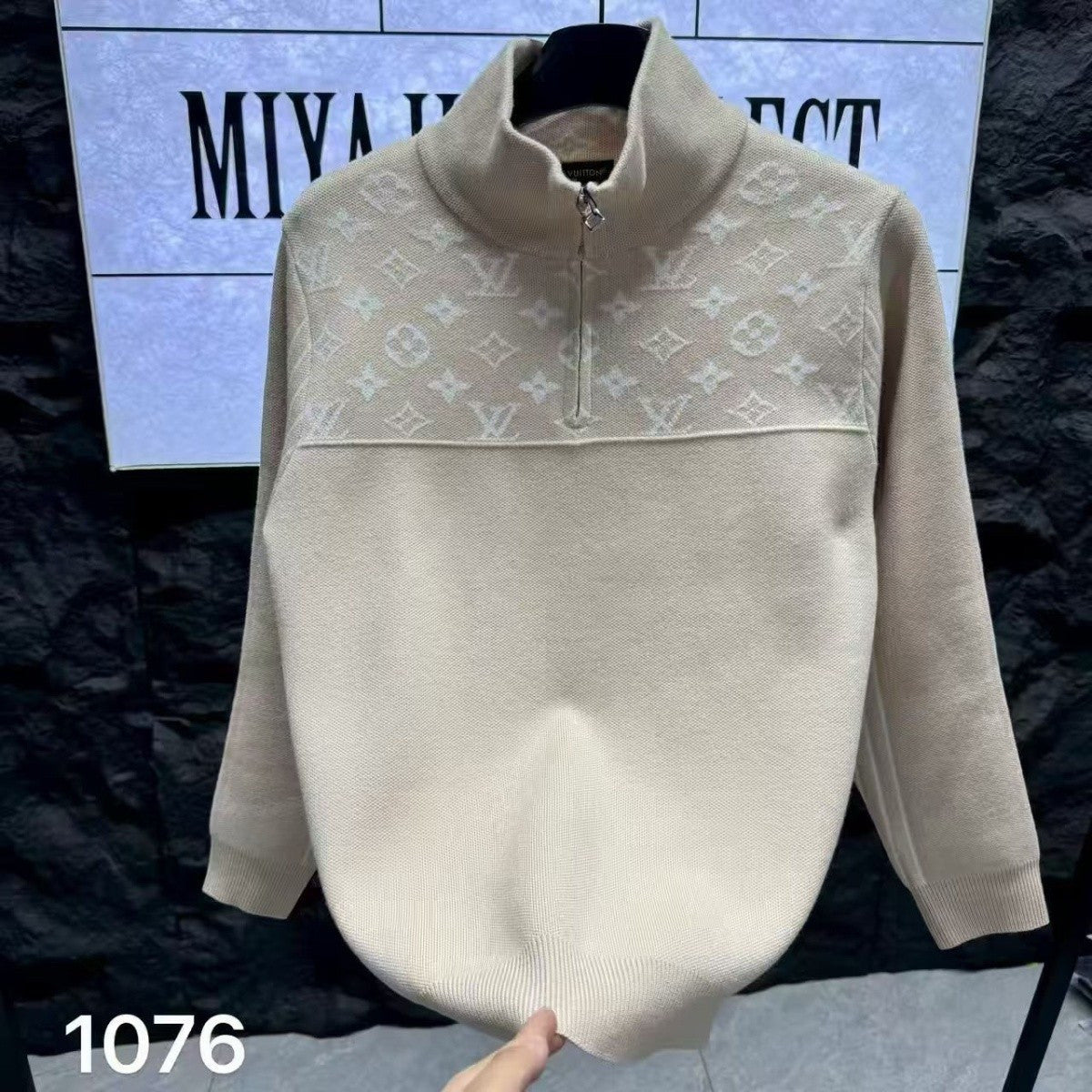 New Fashion Women's Half Zip Jacquard Turtleneck Knit Sweater PD1326101206