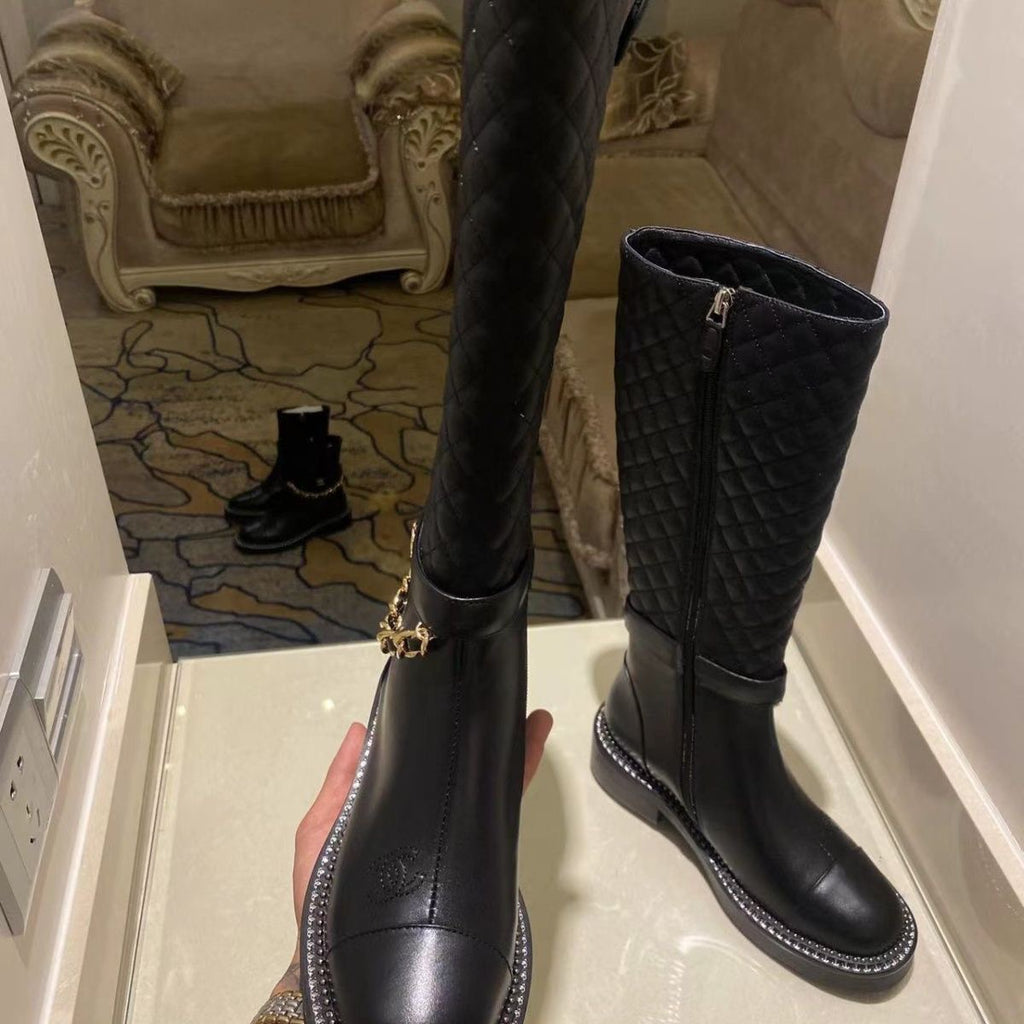 rhombus metal chain boots 1824092702