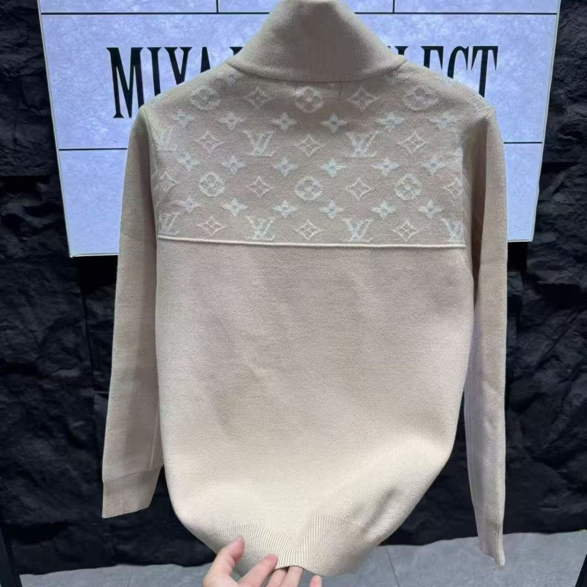 New Fashion Women's Half Zip Jacquard Turtleneck Knit Sweater PD1326101206