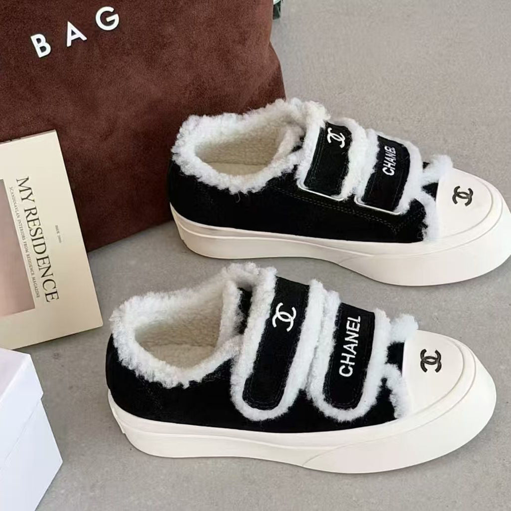 New Fashion Women's Velcro Fleece Lined Platform Sneakers PD1326101523