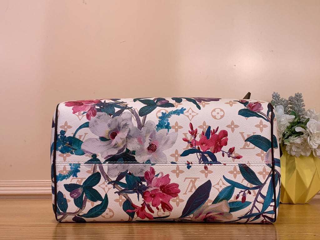 L & V Stylish Cowhide Flower HandBag M0726051902