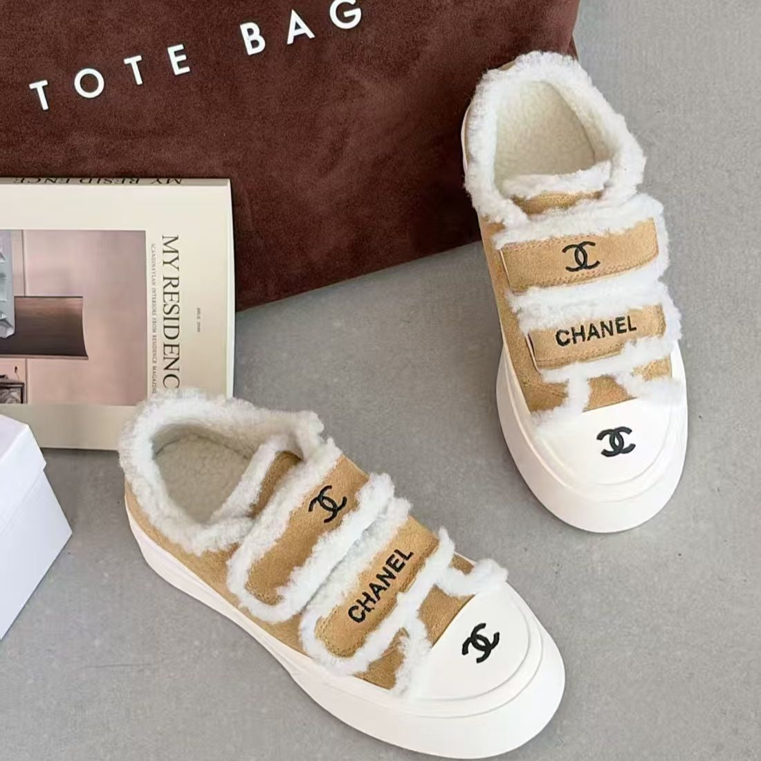 New Fashion Women's Velcro Fleece Lined Platform Sneakers PD1326101523