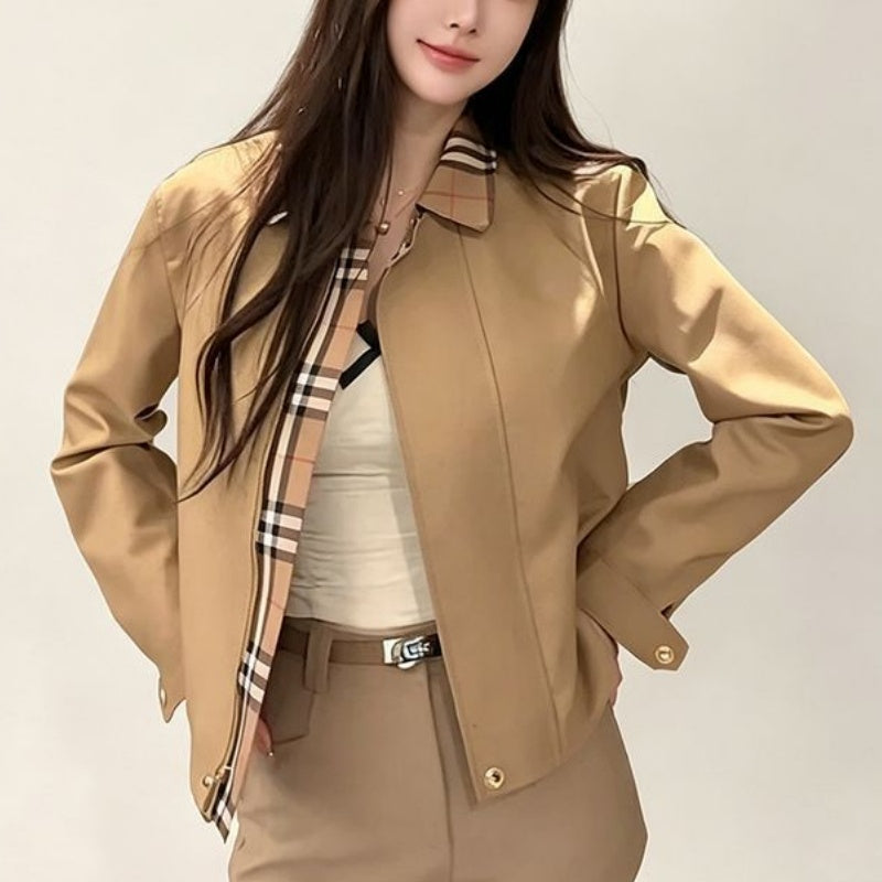 New Fashion Women's Plaid Lapel Short Jacket PD1326101211