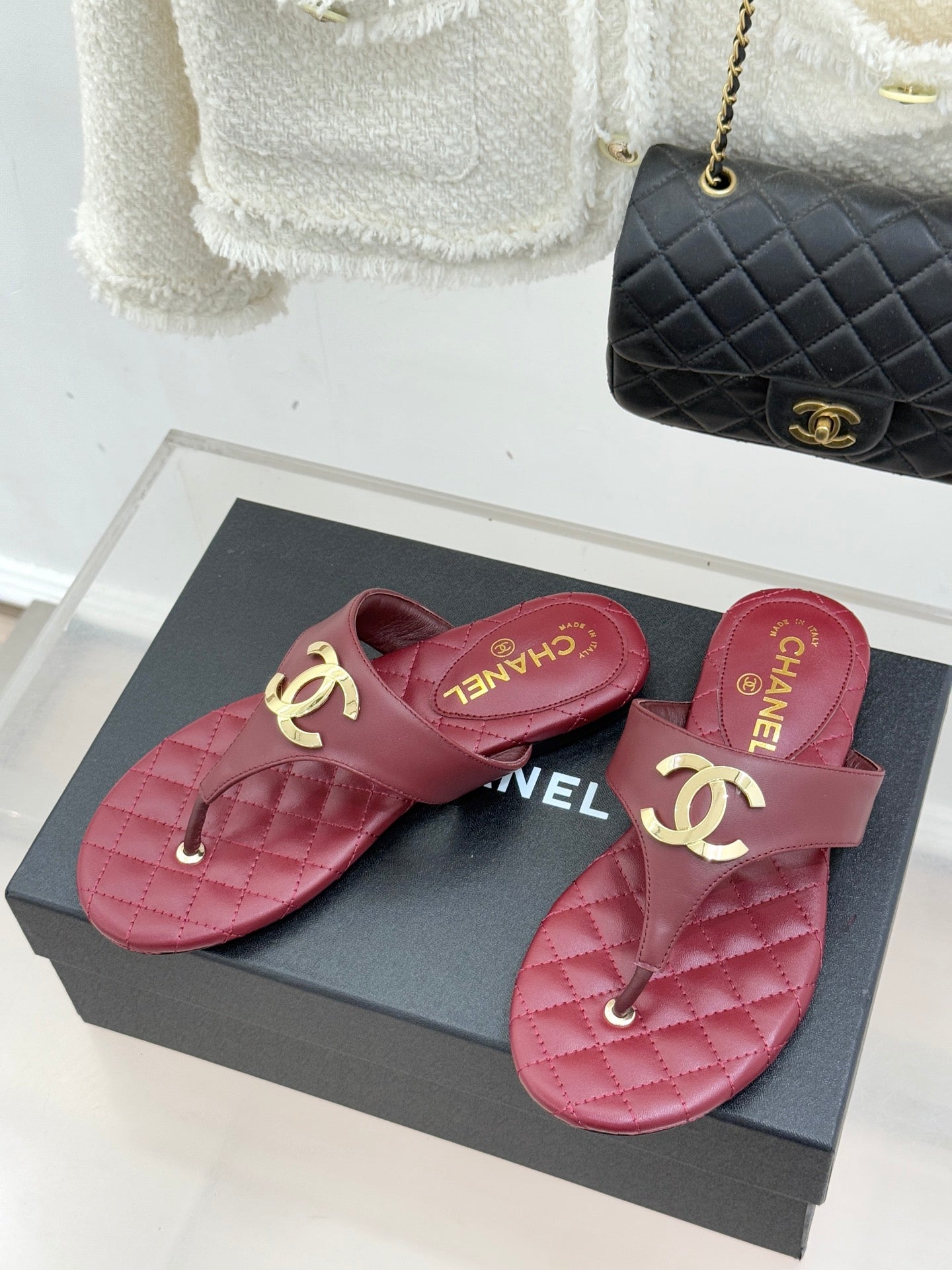 26SS New Women's Diamond Pattern Flip-Flops 0726031003