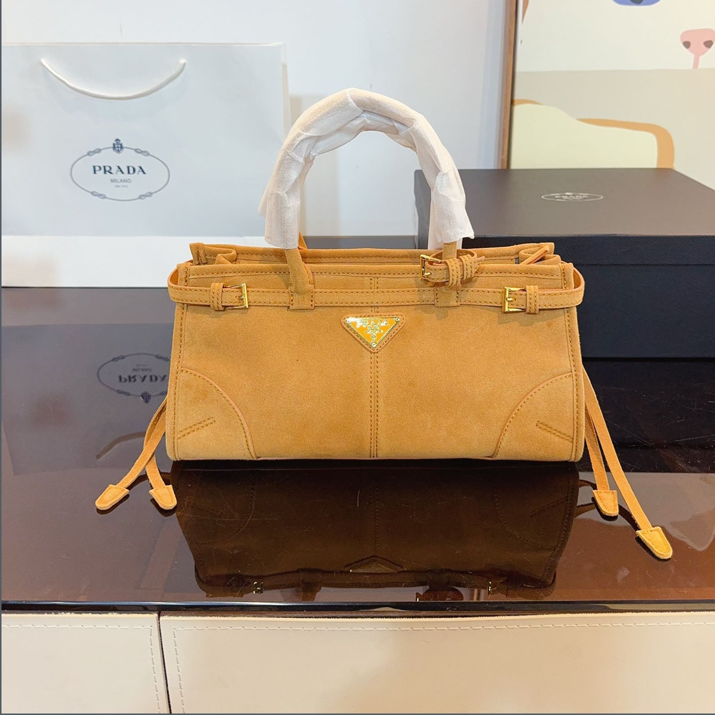 PAR SoftLux suede horizontal shoulder bag XC24092314