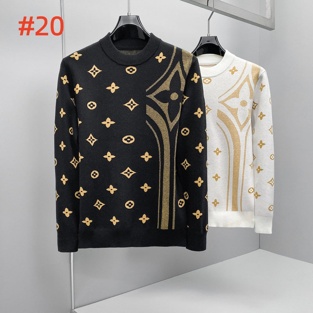 New Fashion Unisex Spliced Jacquard Crew Neck Sweater XC1326102020