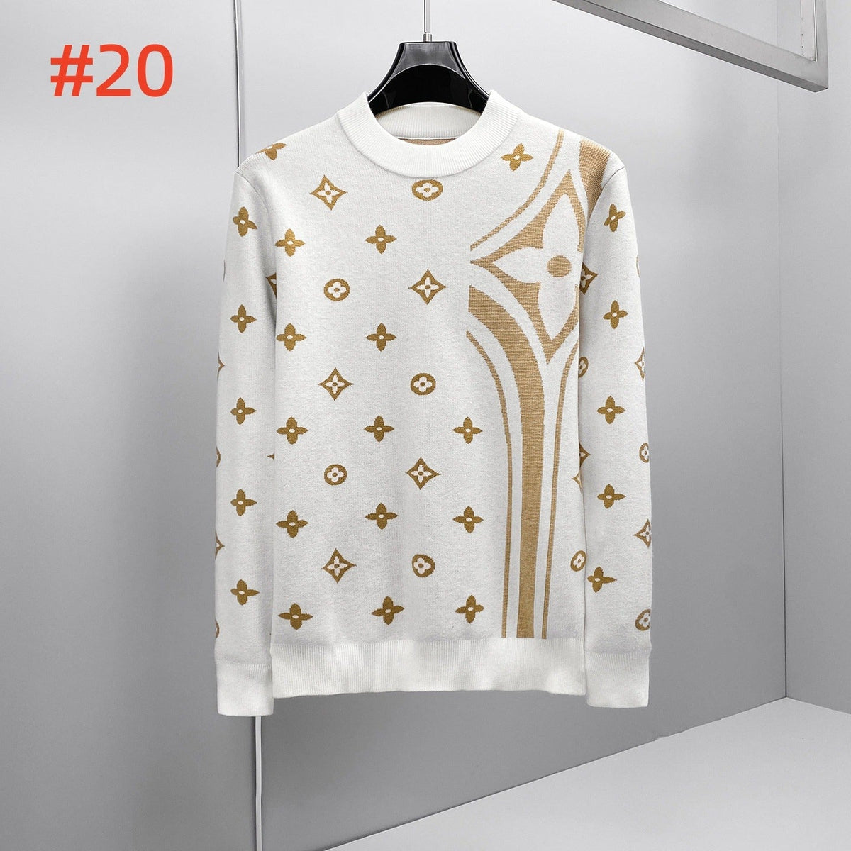 New Fashion Unisex Spliced Jacquard Crew Neck Sweater XC1326102020