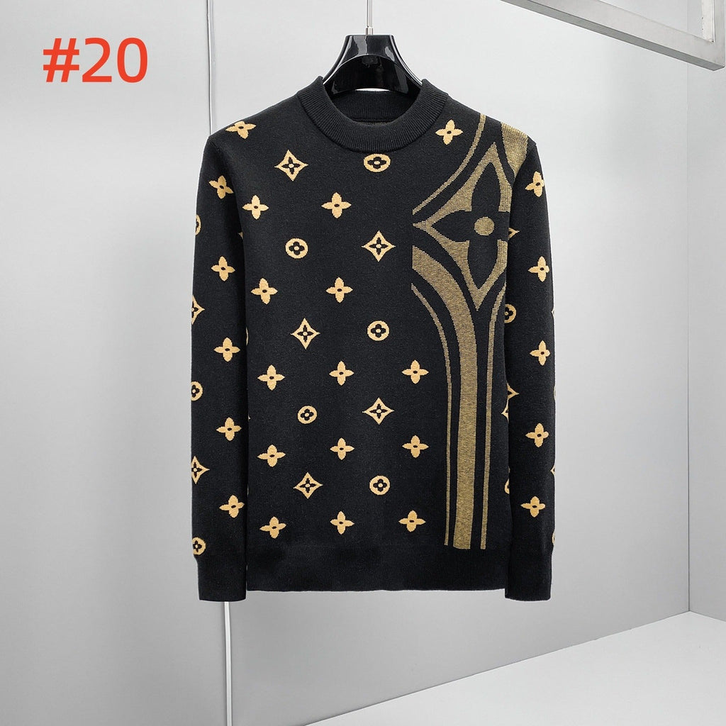 New Fashion Unisex Spliced Jacquard Crew Neck Sweater XC1326102020