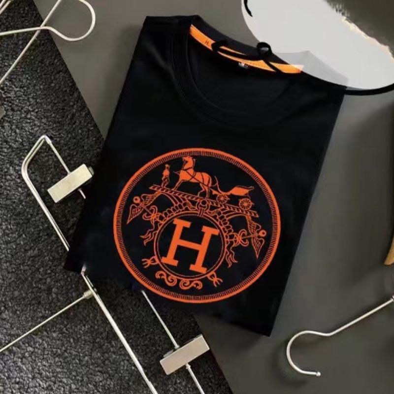 Printed H Flower Color War Horse Cotton Short-sleeved Men's And Women's Couples T-shirt 1024030108