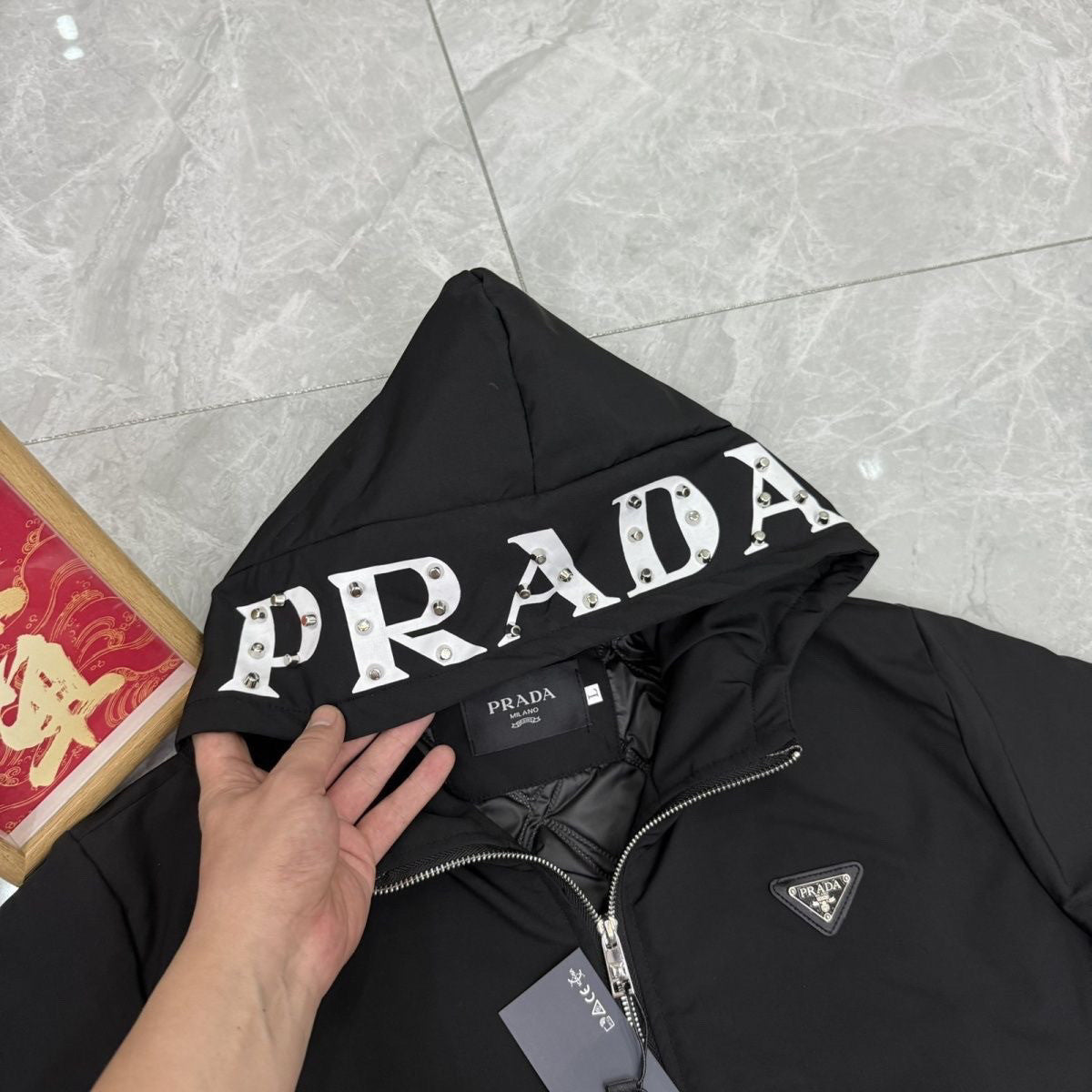 New Fashion Letter Rivet Hooded Puffer Jacket PD1326101210