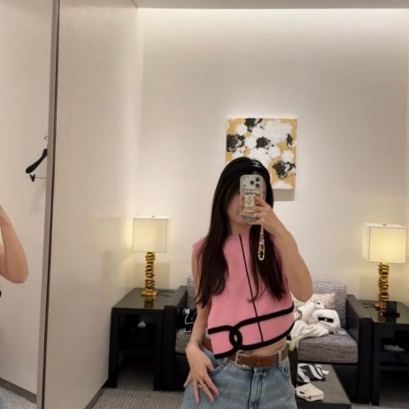 New Fashion Women  CC Contrast Color Knit Tank Top PD1326091118