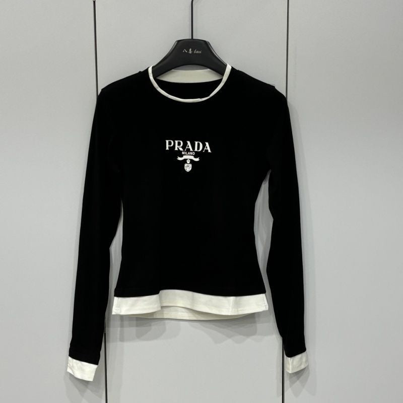 New Arrival Fashion Women's Fake‑Two‑Piece Long Sleeve Slim Top PD1326091006