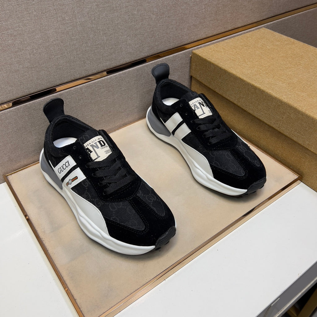 SUEDE CANVAS-PANEL SNEAKERS