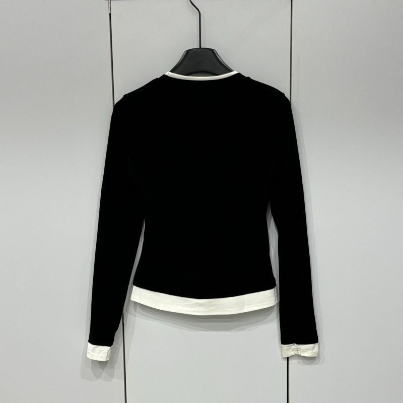 New Arrival Fashion Women's Fake‑Two‑Piece Long Sleeve Slim Top PD1326091006