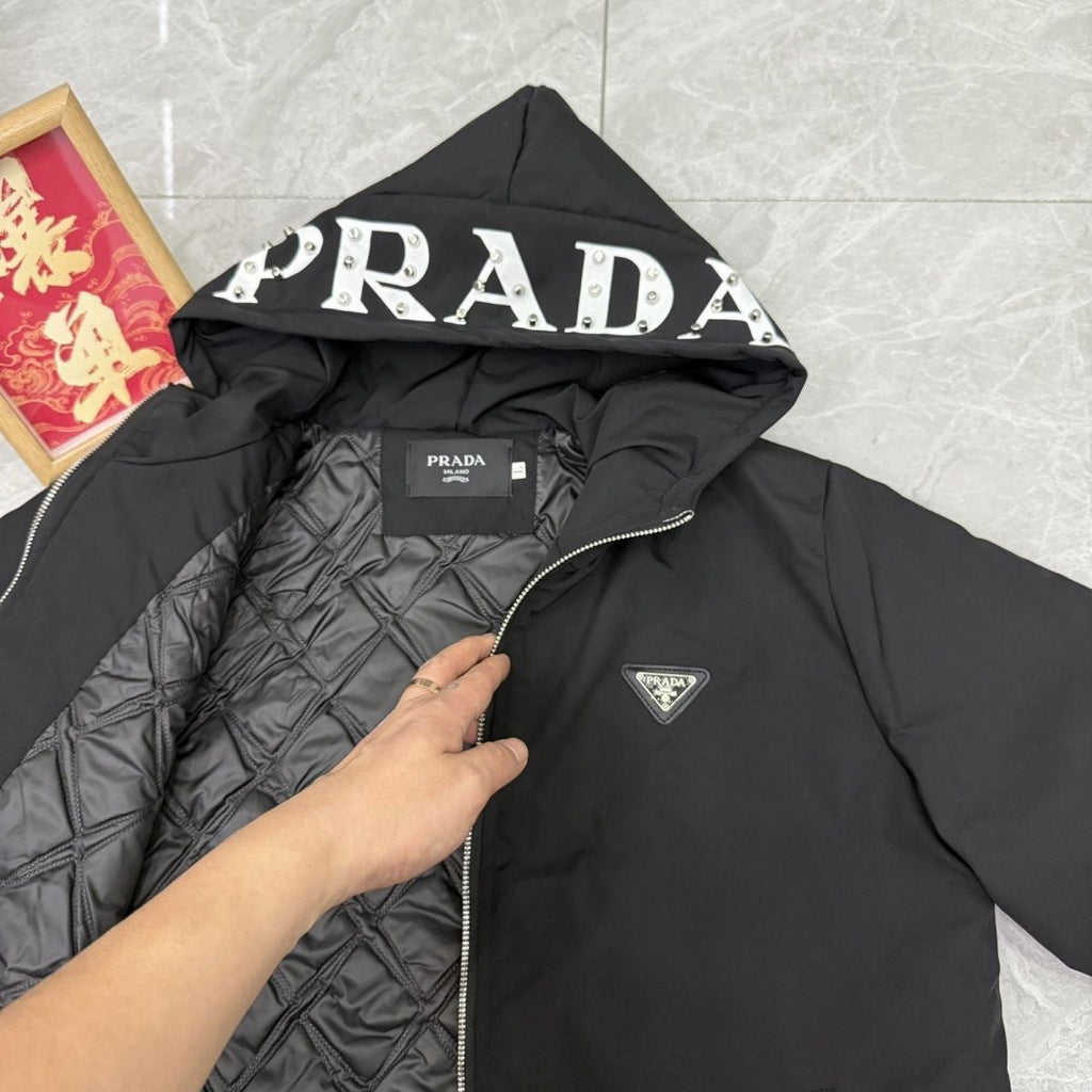 New Fashion Letter Rivet Hooded Puffer Jacket PD1326101210