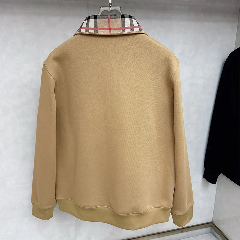 Check Collar Cotton Half-Zip Sweatshirt WB0625110508