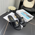 Chane1 top fashion low heel leather slippers 0724030810