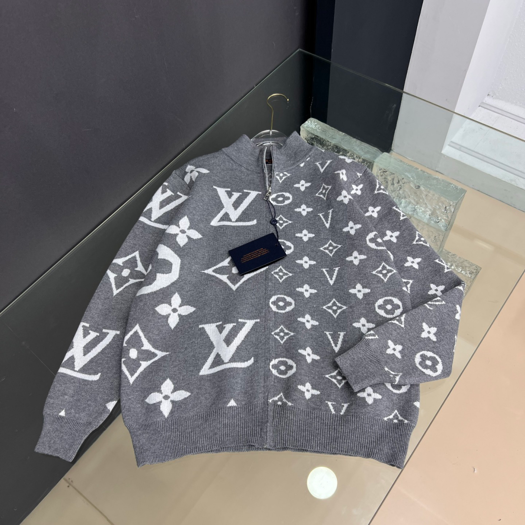 New Fashion Unisex All Over Jacquard Zip Knit Cardigan XC1326102016