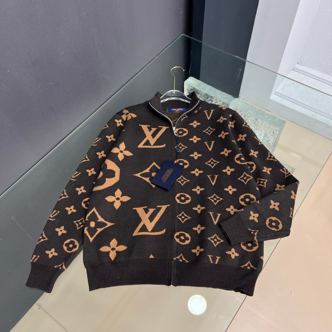 New Fashion Unisex All Over Jacquard Zip Knit Cardigan XC1326102016