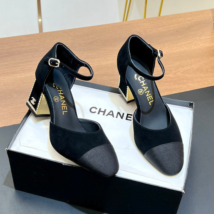 Rhinestone square heel high heels 1824082802