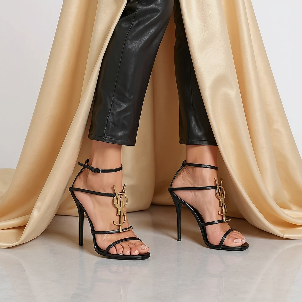 Summer New Genuine Leather Stiletto With Socialite Letter Buckle High-heeled ShoesPD05202412406