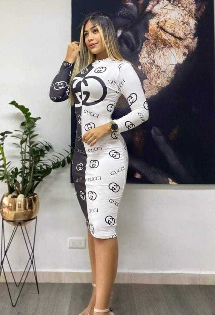 Sexy printed slim fit hip-huing dress XC0823110101