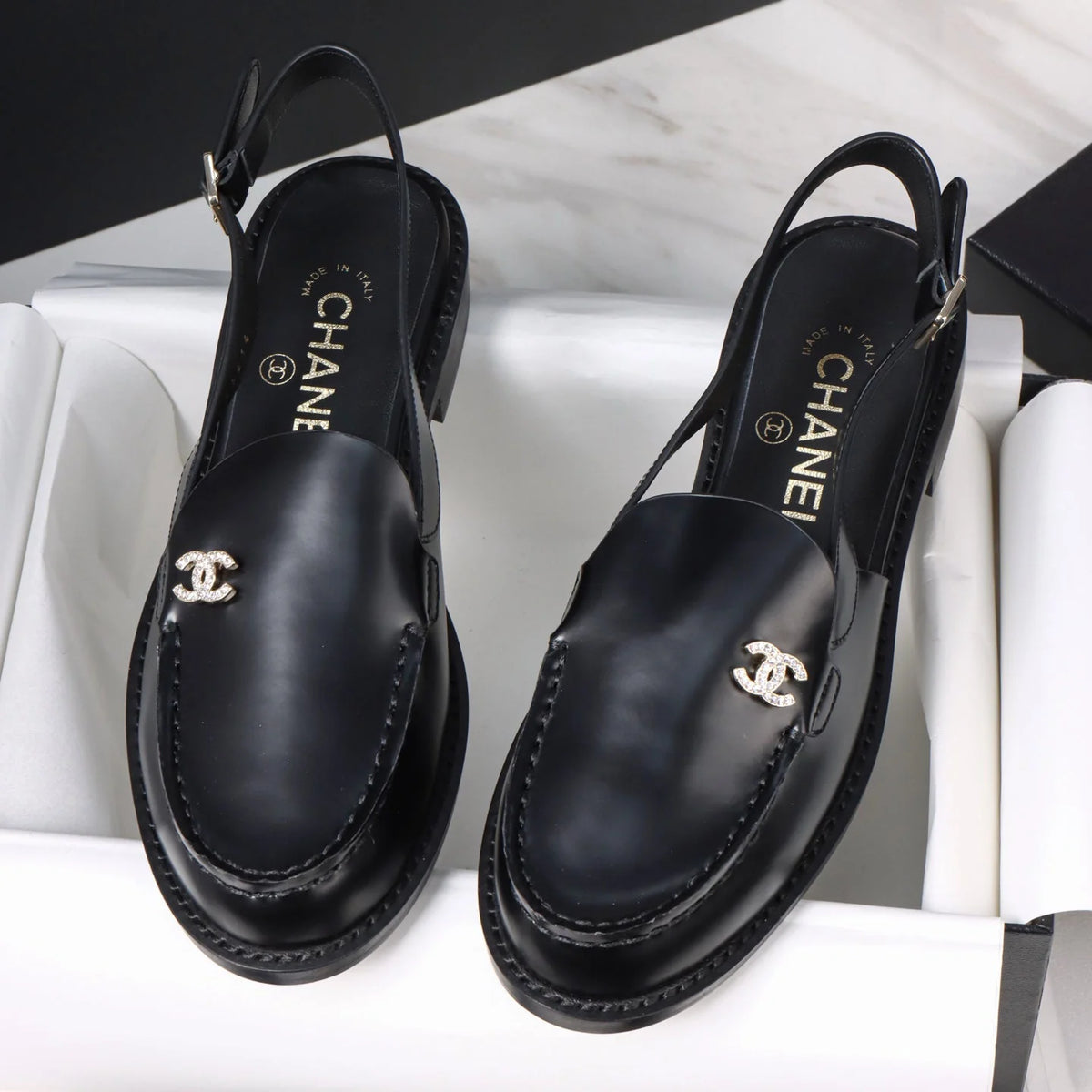 Women's Black Slingback Loafers