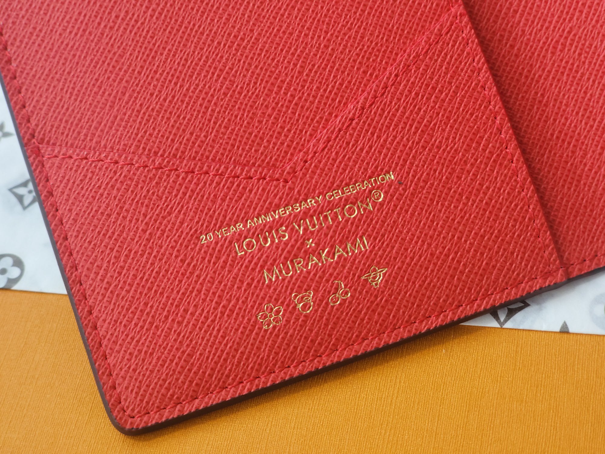 L & V Stylish Cowhide Cherry Passport Card Bag  M0726051901