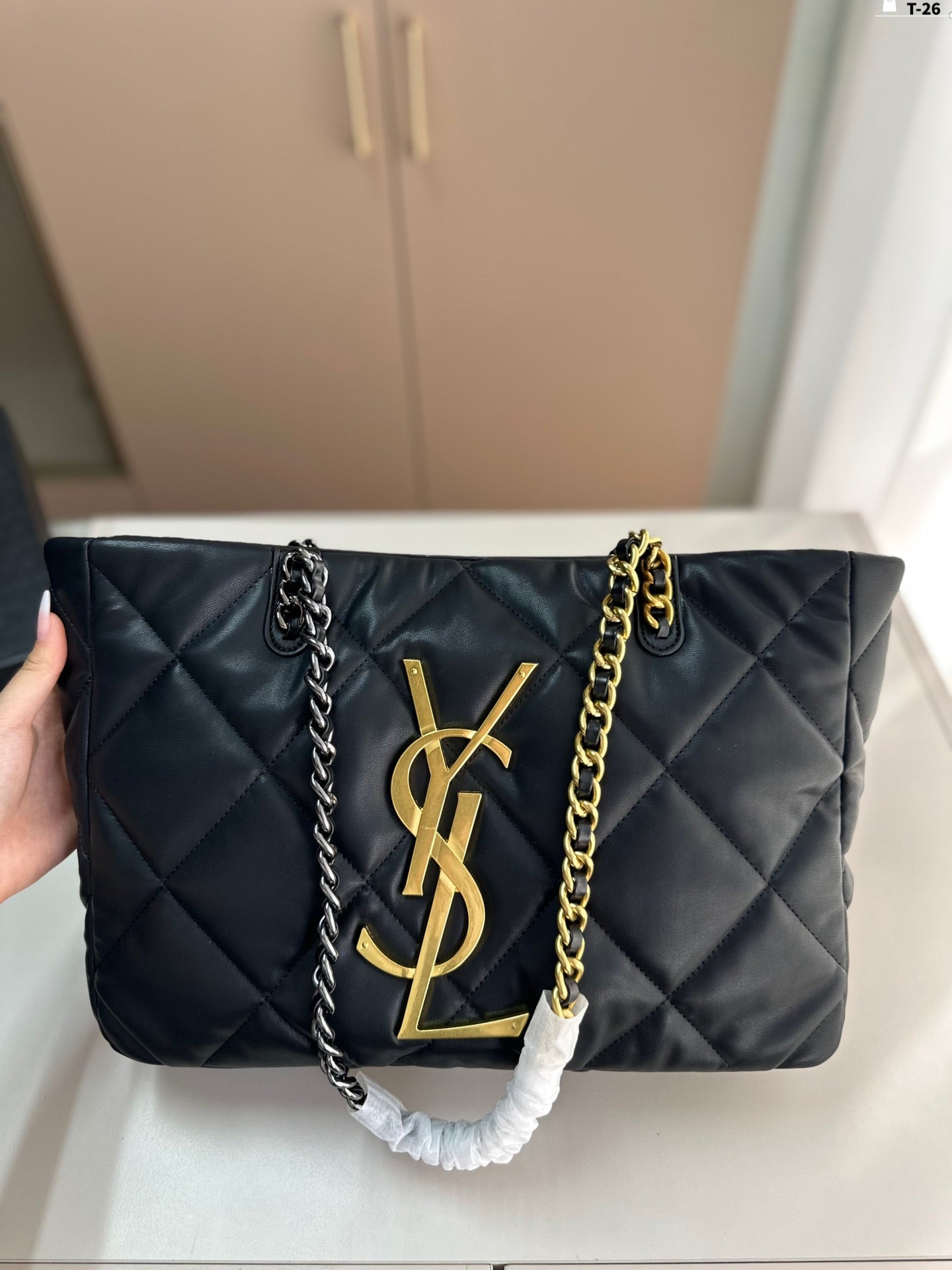 Y fashion rhombus chain tote bag 0724061208