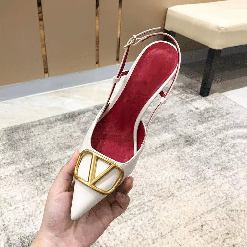 V pointed toe stiletto sandals