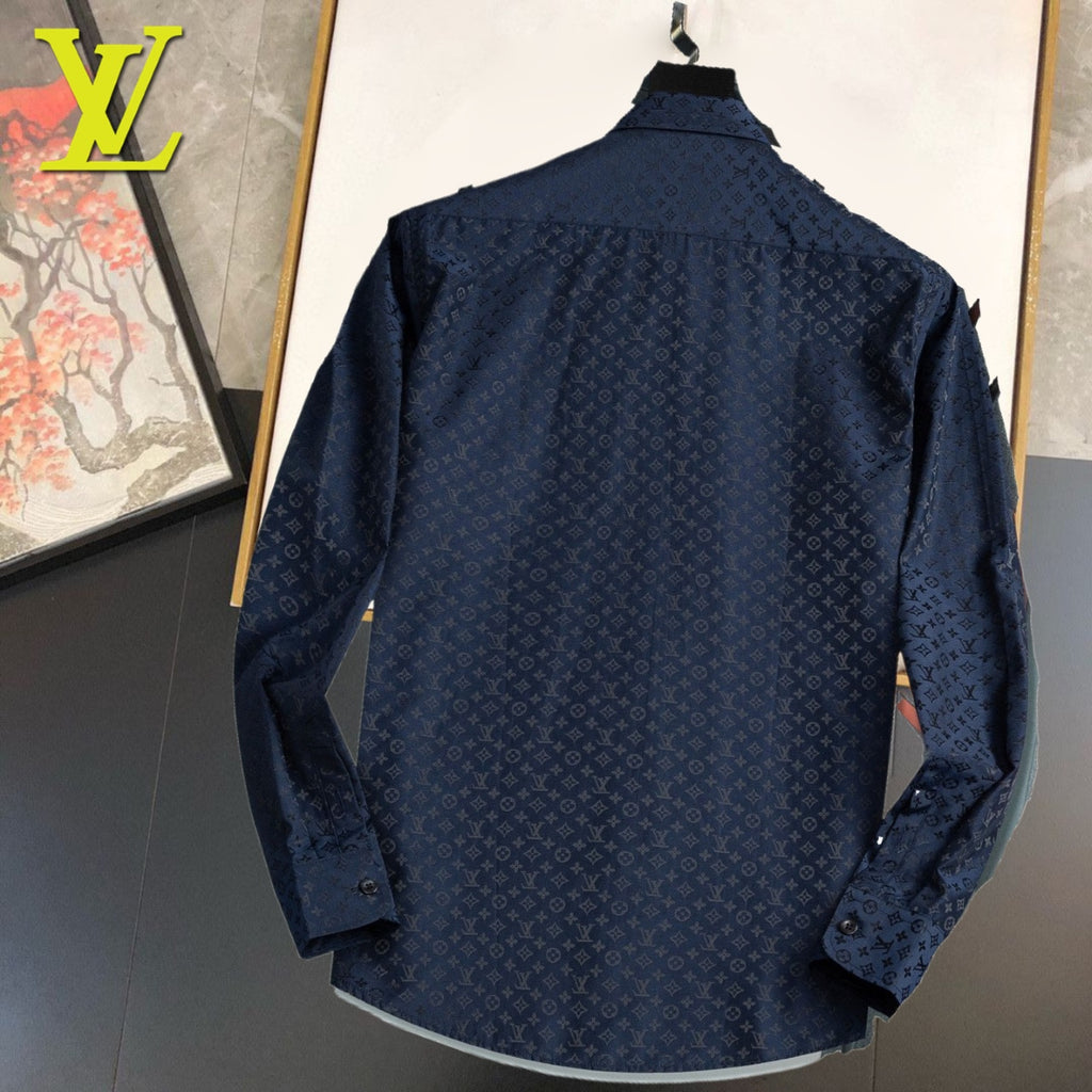 L fashionable printed all-cotton lapel shirt 0725092601