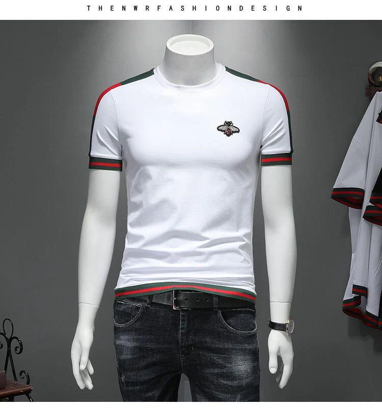 Fashion Small Bee Embroidery Short Sleeve T-shirt 1024060609