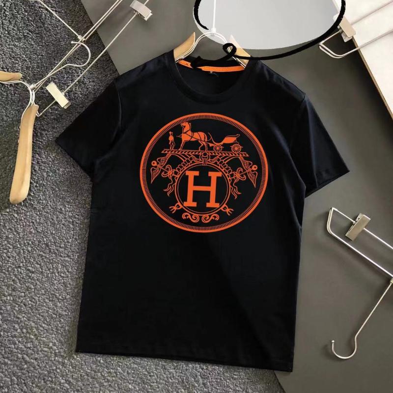 Printed H Flower Color War Horse Cotton Short-sleeved Men's And Women's Couples T-shirt 1024030108
