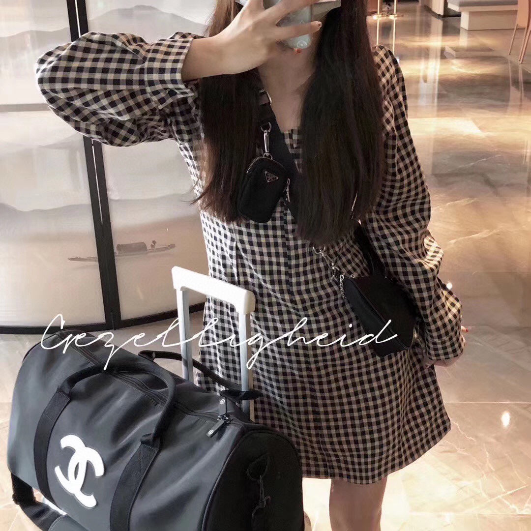 Large black travel shoulder crossbody bag XC0823101707