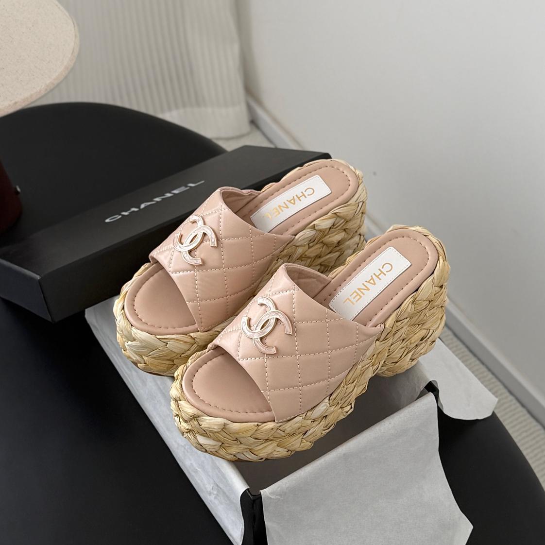 Stylish women's platform woven slippers 0726051901