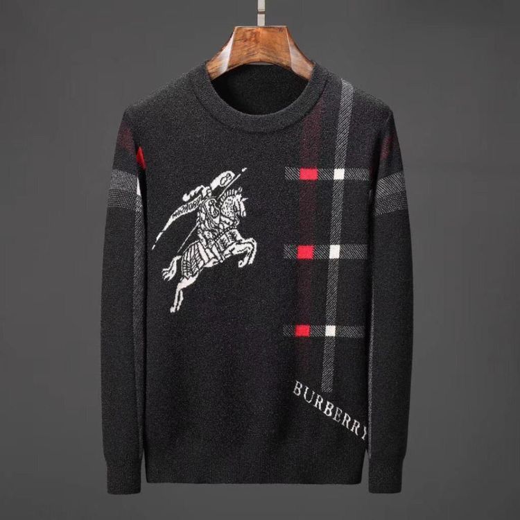 New Classic Plaid Crew Neck Knit Sweater 3D1326102707