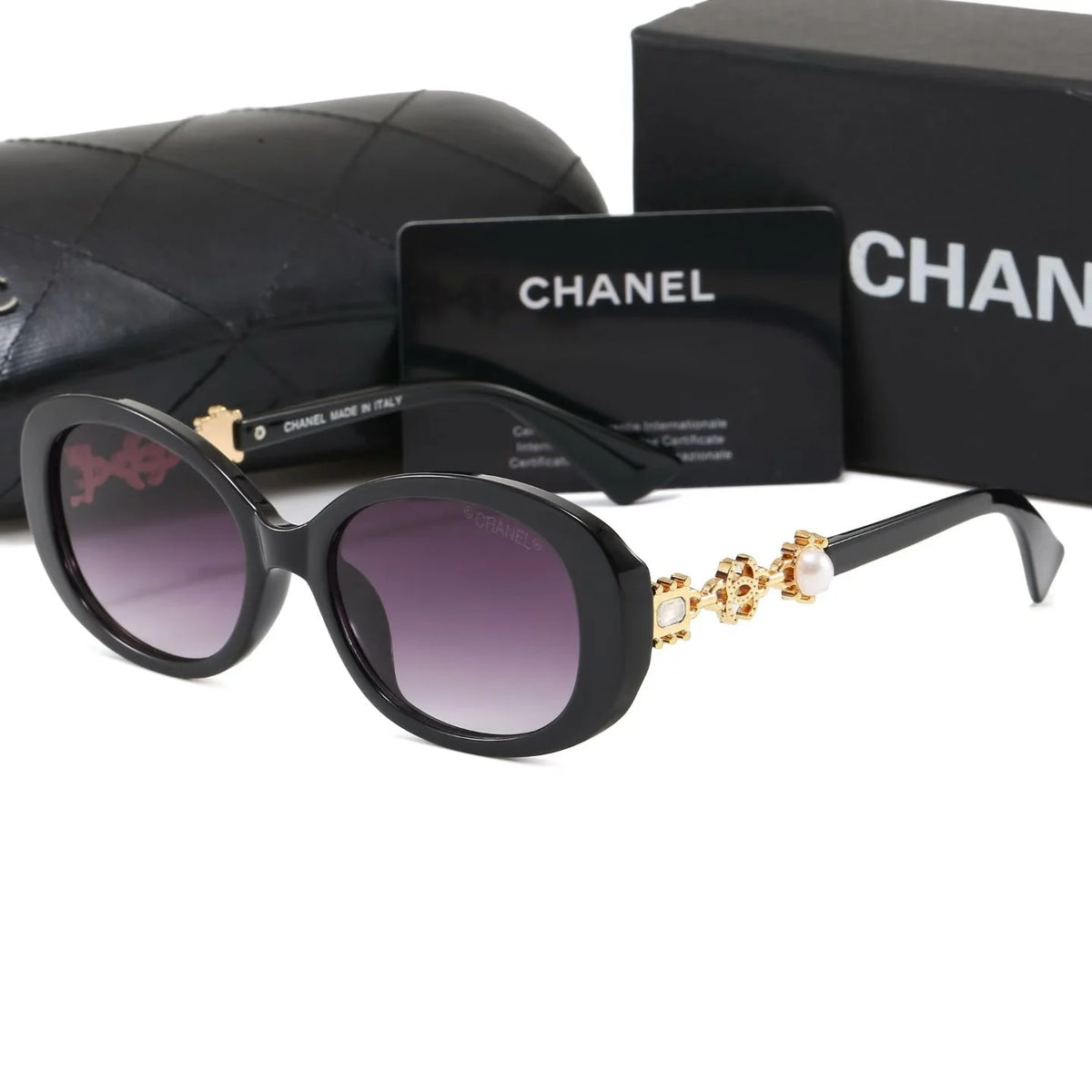 Luxury Women CC Oval Pearl Decor Sunglasses PF1326090702