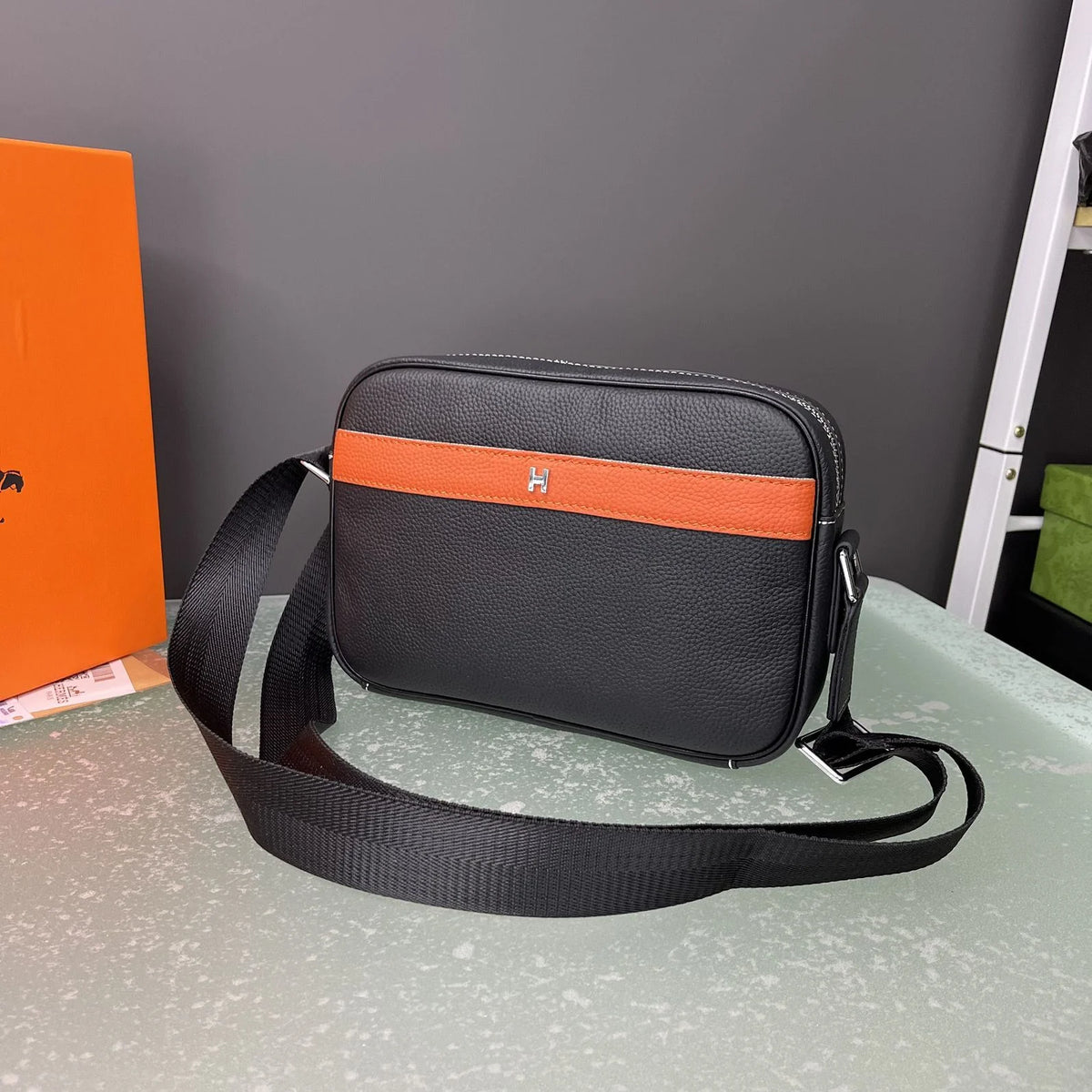 Light Luxury Trendy Travel Genuine Leather Shoulder Crossbody Bag For MenPD05202412609