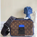 Brown Floral Pattern Blue Line Bags