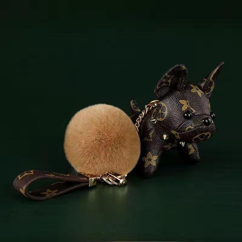 Cute Leather Dog Pendant Keychain 0823121104