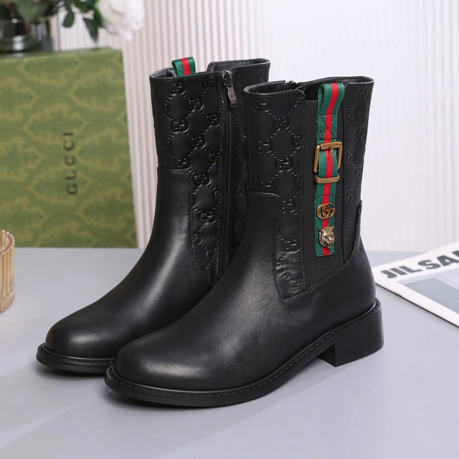 G New Classic Tiger Head Ankle Boots 1025101326