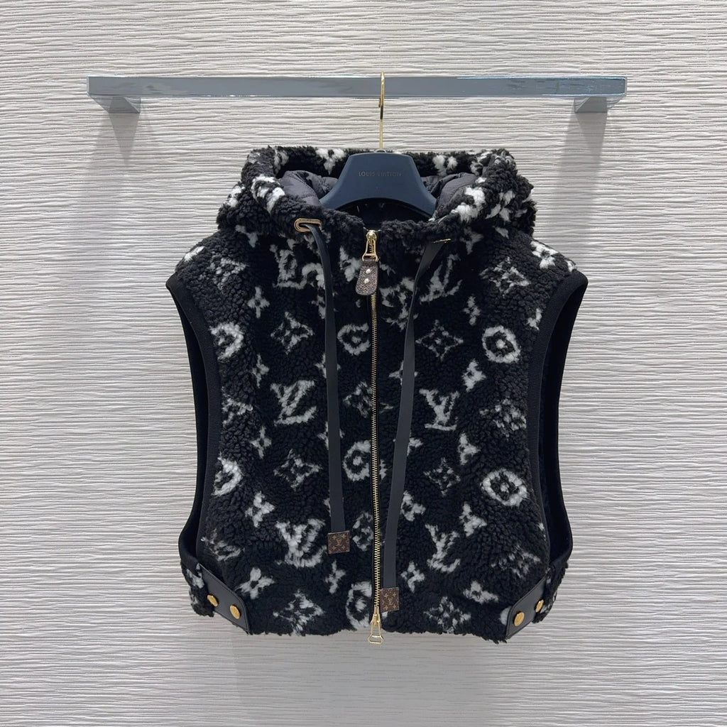 New lambskin hooded vest jacket 1426012901